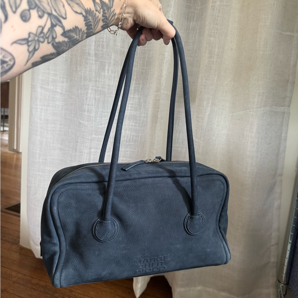 Marge Sherwood Blue Nubuck Boston Bag